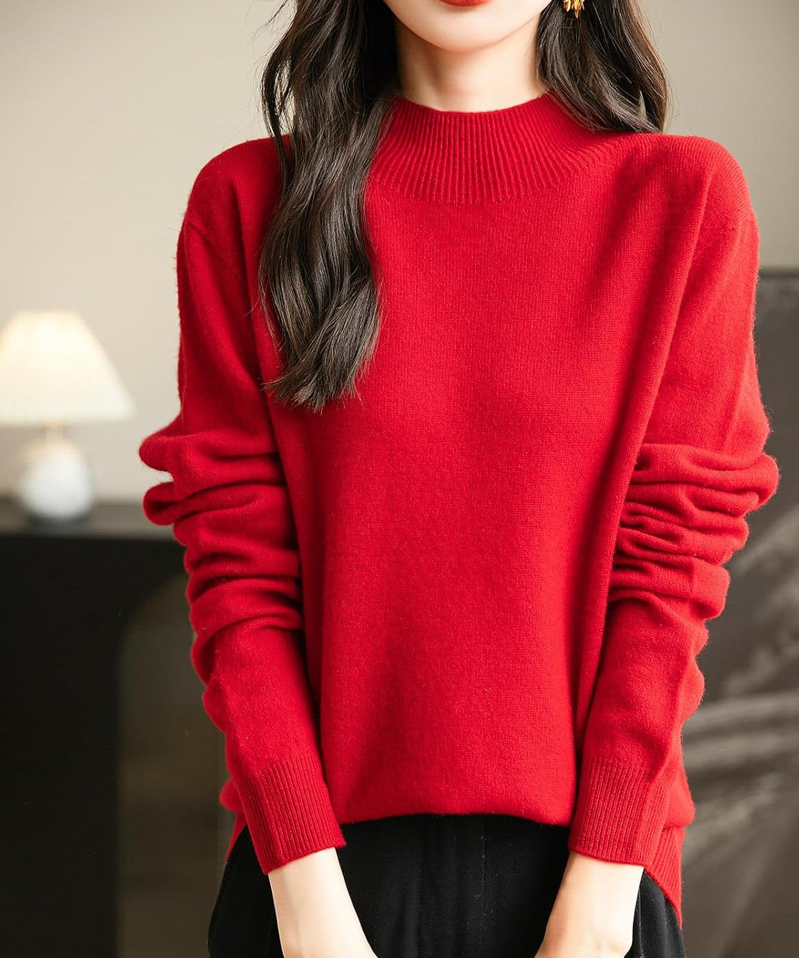 100% Merino Wool Seamless Mockneck Sweater
