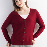 Mongolian V-Neck Knitted Cashmere Cardigan