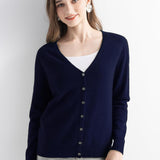 Mongolian V-Neck Knitted Cashmere Cardigan