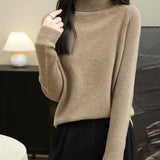 100% Merino Wool Raglan Turtleneck Sweater