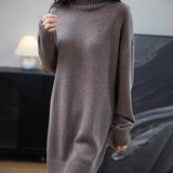 Merino Wool Blend Turtleneck Oversized Sweater Dress