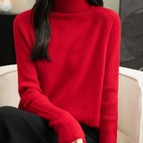 100% Merino Wool Raglan Turtleneck Sweater