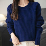 100% Merino Wool Crewneck Ribbed Sweater