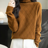 Chanyarn Women's 100%Merino Wool Seater 2025秋の冬のファッションタートルネック温かい長袖ケーブルニットセータートップ