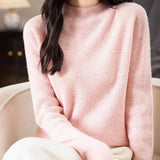 100% Merino Wool Seamless Ribbed Mockneck Sweater