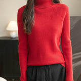 100% Merino Wool Ribbed Turtleneck Sweater
