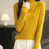 100% Merino Wool Ribbed Turtleneck Sweater