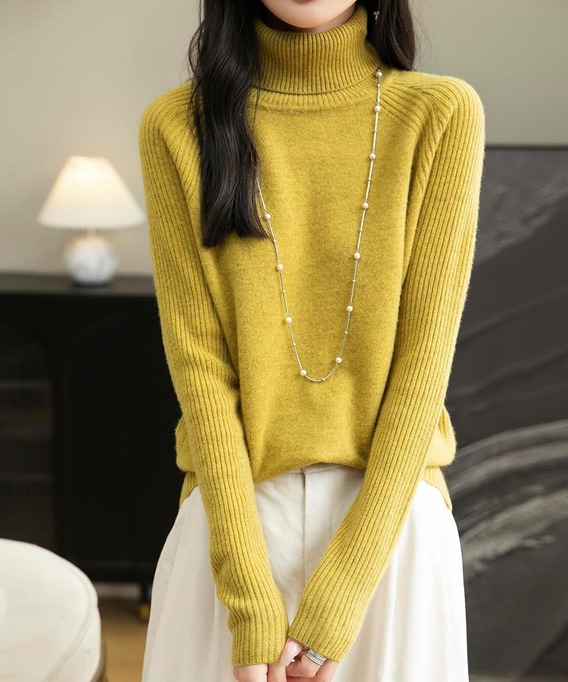 100% Merino Wool Raglan Turtleneck Sweater