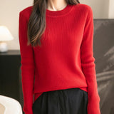 100% Merino Wool Ribbed Crewneck Sweater