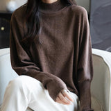 메리노 울 블렌드 모크넥 배트윙 슬리브 스웨터