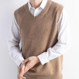 오스트레일리안 메리노 울 V-넥 스웨터 조끼