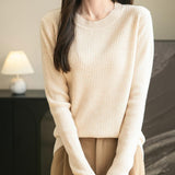 100% Merino Wool Ribbed Crewneck Sweater