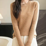 100% Merino Wool Ribbed Crewneck Sweater
