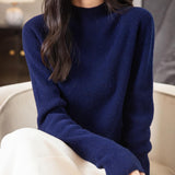100% Merino Wool Seamless Ribbed Mockneck Sweater