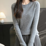 100% Merino Wool Ribbed Crewneck Sweater