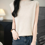 100% Merino Wool Casual Mock Neck Knit Vest