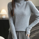100% Merino Wool Ribbed Turtleneck Sweater