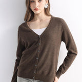 Mongolian V-Neck Knitted Cashmere Cardigan