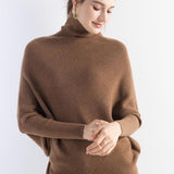 Micchiati di oversize di lana merino da donna 2025 Autunno inverno alla moda alla moda Turtleneck manica a pipistrella maglione