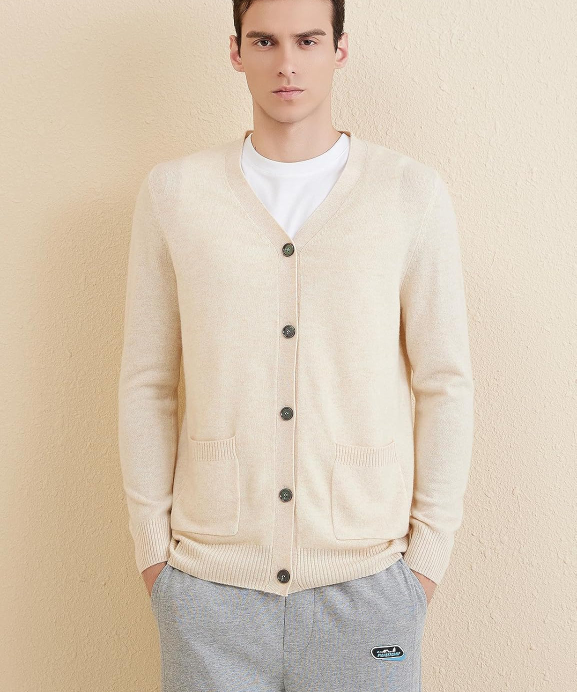 Australian Merino Wool V-Neck Cardigan Sweater