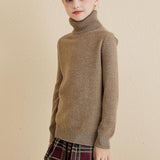 Chanyarn Girls 100%Merino Wool Seater 2025秋の冬の子供たちのクルーネック温かい柔らかい長袖ニットプルオーバージャンパー