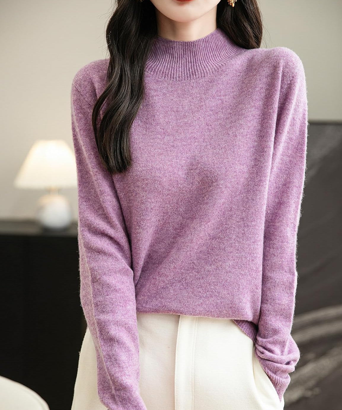 100% Merino Wool Seamless Mockneck Sweater