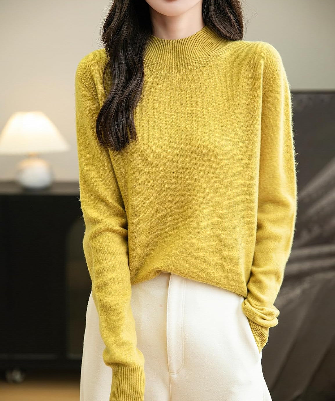 100% Merino Wool Seamless Mockneck Sweater