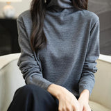 100% 메리노 울 터틀넥 여행용 티셔츠 스웨터