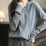 100% Merino Wool Zip Up Hoodie Cardigan