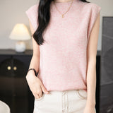 100% Merino Wool Casual Mock Neck Knit Vest