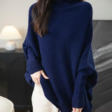 Chanyarn Women's Turtleneck100%Merino Wool特大セーター2025秋冬のバットウィング長袖ニットセーター