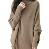Chanyarn Women's Turtleneck100%Merino Wool特大セーター2025秋冬のバットウィング長袖ニットセーター