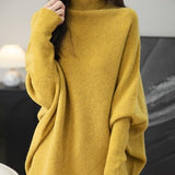Chanyarn Women's Turtleneck100%Merino Wool特大セーター2025秋冬のバットウィング長袖ニットセーター