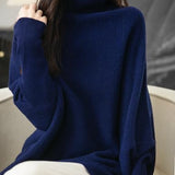 Chanyarn Women's Turtleneck100%Merino Wool特大セーター2025秋冬のバットウィング長袖ニットセーター