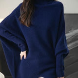 Chanyarn Women's Turtleneck100%Merino Wool特大セーター2025秋冬のバットウィング長袖ニットセーター