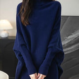 Chanyarn Women's Turtleneck100%Merino Wool特大セーター2025秋冬のバットウィング長袖ニットセーター