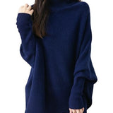 Chanyarn Women's Turtleneck100%Merino Wool特大セーター2025秋冬のバットウィング長袖ニットセーター