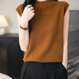 100% Merino Wool Casual Mock Neck Knit Vest