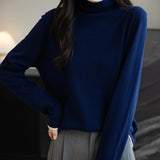 메리노 울 블렌드 컬러 블록 터틀넥 스웨터