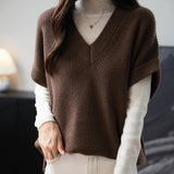 Merino Wool Casual V-Neck Knit Sweater Vest