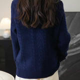 100% Merino Wool Turtleneck Cable Pullover