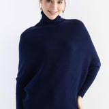 Micchiati di oversize di lana merino da donna 2025 Autunno inverno alla moda alla moda Turtleneck manica a pipistrella maglione