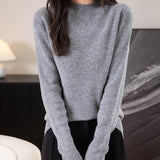 100% Merino Wool Seamless Ribbed Mockneck Sweater