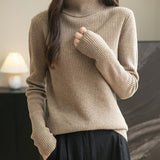 100% Merino Wool Ribbed Turtleneck Sweater