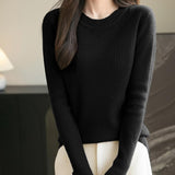 100% Merino Wool Ribbed Crewneck Sweater