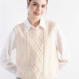 Merino Wool Cable Knit Sweater Vest