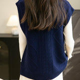 100% Merino Wool Crewneck Button Sweater Vest