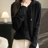 100% Merino Wool Zip Up Hoodie Cardigan