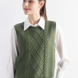 Merino Wool Cable Knit Sweater Vest