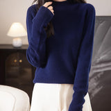 100% Merino Wool Seamless Ribbed Mockneck Sweater